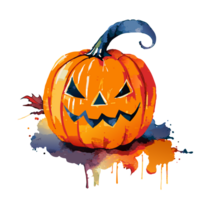 watercolor hand drawn pumpkin halloween. AI Generative png