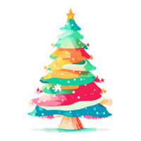 watercolor christmas tree. AI Generative png