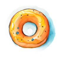 aquarelle main tiré Donut. png