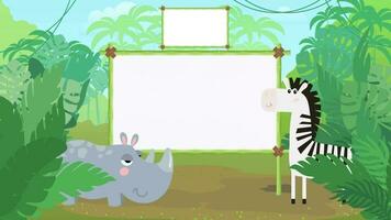 desenho animado fundo vídeo com animais selvagens animal video