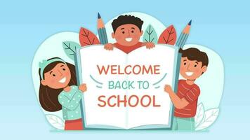 Happy kids say welcome to school video