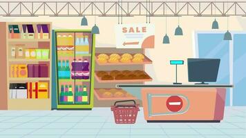 Cartoon Background video with Food shop