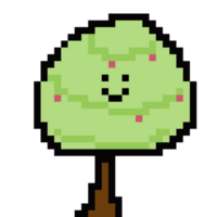 un píxel árbol con un sonriente cara png