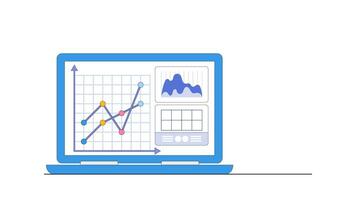 animación imágenes de digital datos análisis concepto. personas caracteres trabajando con datos visualización, analizando mesas, cartas y gráficos a negocio panel. video