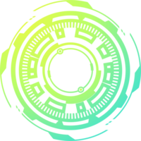 hud trogen element. abstrakt optisk neon syfte. cirkel geometrisk form för virtuell gränssnitt och spel. kamera sökare för prickskytt vapen png