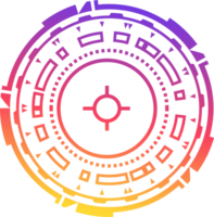 hud trogen element. abstrakt optisk neon syfte. cirkel geometrisk form för virtuell gränssnitt och spel. kamera sökare för prickskytt vapen. png