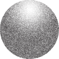 Grainy circle with noise dotted texture. Gradient ball with shadow. Abstract planet sphere with halftone stipple effect. png