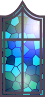 Gothic stained glass window. Church medieval arch. Catholic cathedral mosaic frame. Old architecture design png