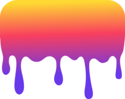 Melted drips shape. Drop flow of neon gradient liquid. Sauce chocolate ink splashes. png