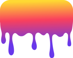 Melted drips shape. Drop flow of neon gradient liquid. Sauce chocolate ink splashes. png