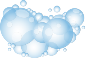 tecknad serie tvål skum med bubblor. ljus blå såplödder av bad, schampo, rakning, mousse. png