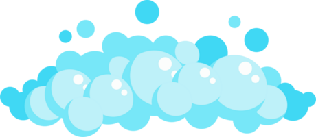 Cartoon soap foam set with bubbles. Light blue suds of bath, shampoo, shaving, mousse. png