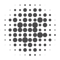 cirkel dots met halftone patroon. ronde helling achtergrond. elementen met gradatie points textuur. abstract meetkundig vorm png