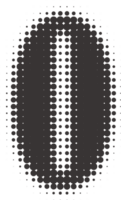 halvton siffra 0. grunge font med pixel mönster. typografi siffra noll med abstrakt prickad effekt. pop- konst design element. png