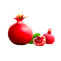 realistic pomegranate fruit Illustration, Pomegranate PNG Transparent PNG generative ai