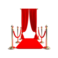 3d rendere di rosso tappeto e sentiero barriere, lusso Ingresso per vip evento o celebrità festa isolato su trasparente sfondo. png