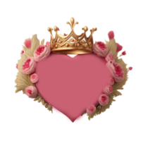 Love Flower Heart Valentines Day, Pink Rose and Crown Heart, love, flower Arranging, happy Birthday png generative ai