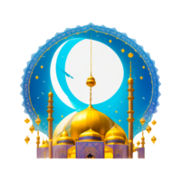 Muslim mosque with Eid Mubarak moon transparent background png