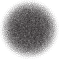 Spray circle gradient noise. Dotted round with grunge textured effect. Circular stipple brushed shape. Grainy blurred drip. png