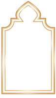 Ramadan window frame shape. Islamic golden arch. Muslim mosque element of architecture with ornament. Turkish gate and door png