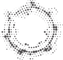 prickad cirkel mönster. abstrakt halvton runda. ram med slumpmässig lutning gradering. grunge ringa design png