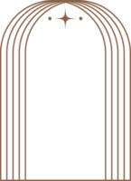 esthétique Cadre forme. contour minimal graphique éléments avec étoiles. abstrait boho cambre avec scintille. branché géométrique modèle pour affiche et histoire. png