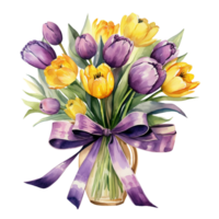 vivement coloré tulipes avec Jaune et violet teintes png