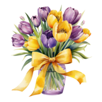brillantemente colorato tulipani con giallo e viola tonalità png