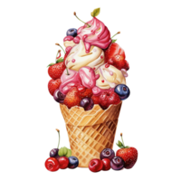 delicioso hielo crema helado con frutas y nueces png