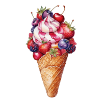 delizioso ghiaccio crema coppa di gelato guarnita png