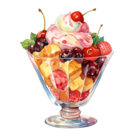 delicioso hielo crema helado con frutas y nueces png