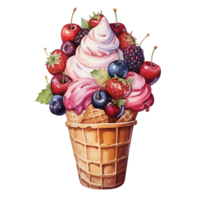 delicioso hielo crema helado con frutas y nueces png