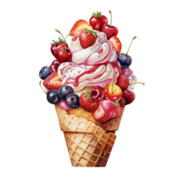 delicioso hielo crema helado con frutas y nueces png
