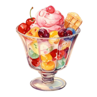 delicioso hielo crema helado con frutas y nueces png