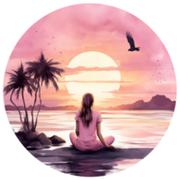 Watercolor pink summer on the beach png