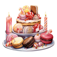 Watercolor Christmas dessert png