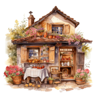 Watercolor Bakery Shop clipart png