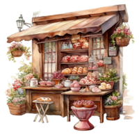 Aquarell Bäckerei Geschäft Clip Art png