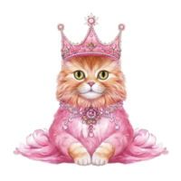 Cute little pink cat watercolor png