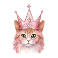 Cute little pink cat watercolor png