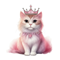 Cute little pink cat watercolor png