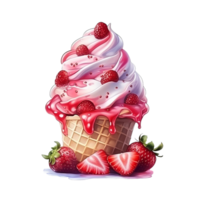 Strawberry dessert watercolor png