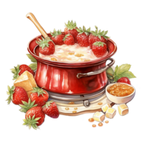 Strawberry dessert watercolor png