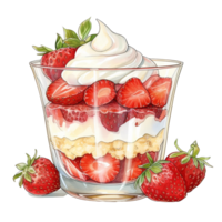 Strawberry dessert watercolor png