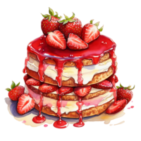 Strawberry dessert watercolor png