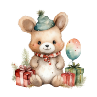 Navidad animal acuarela png