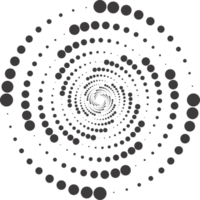 prickad cirkel mönster. abstrakt halv tona grafisk. cirkulär texturerad runda spiral ram. virvla runt geometrisk ringa med gradering. png