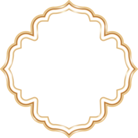 Ramadan window frame shape. Islamic golden Muslim mosque element of architecture with ornament. png