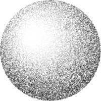 Grainy circle with noise dotted texture. Gradient ball with shadow. Abstract planet sphere with halftone stipple effect. png