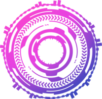 hud trogen element. abstrakt optisk neon syfte. cirkel geometrisk form för virtuell gränssnitt och spel. kamera sökare för prickskytt vapen png